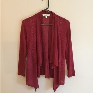 Pink Republic Cranberry Open Front Cardigan, Size M